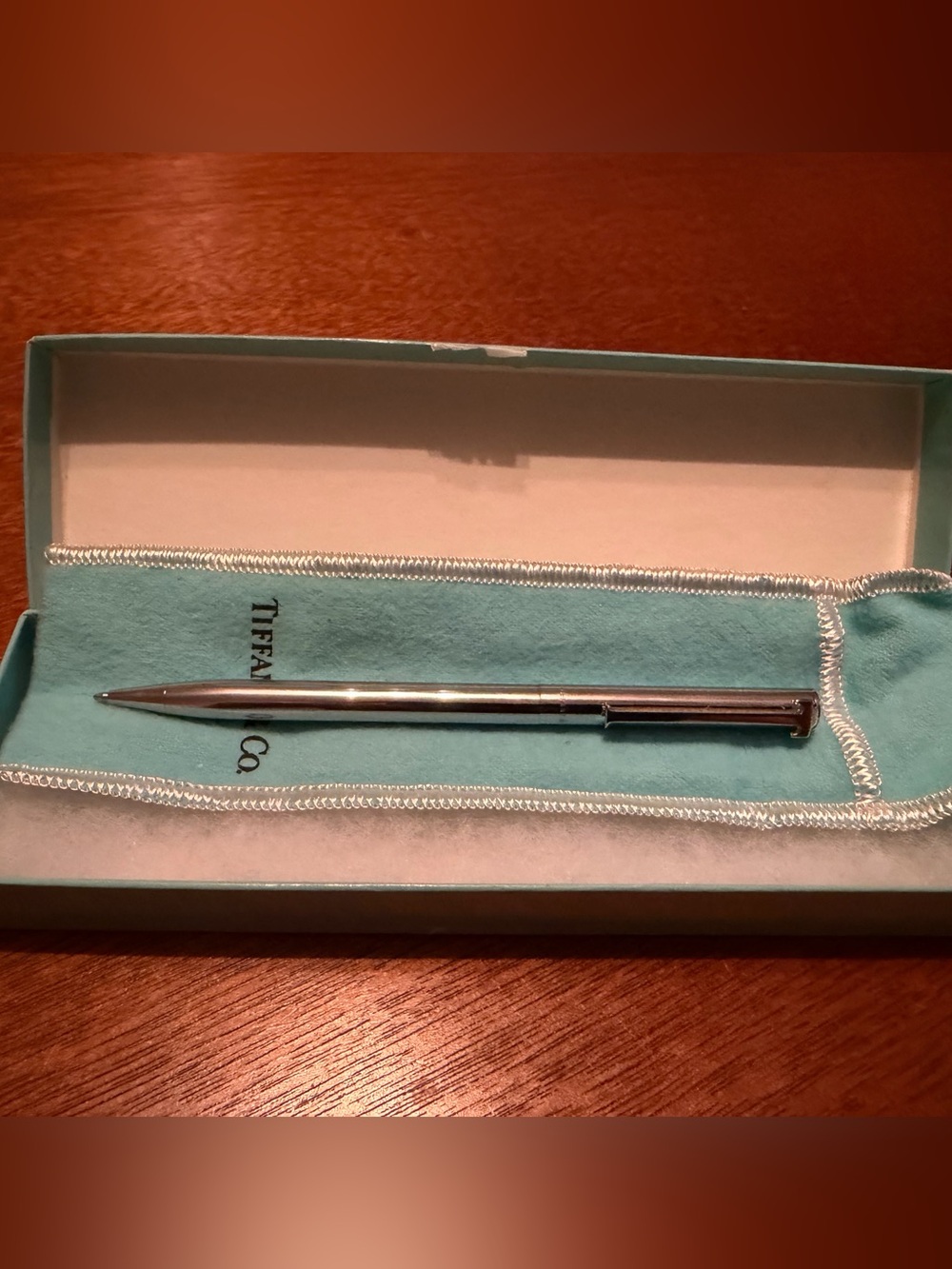 Tiffany & Co. Silver Ballpoint Pen with Signature Blue Case